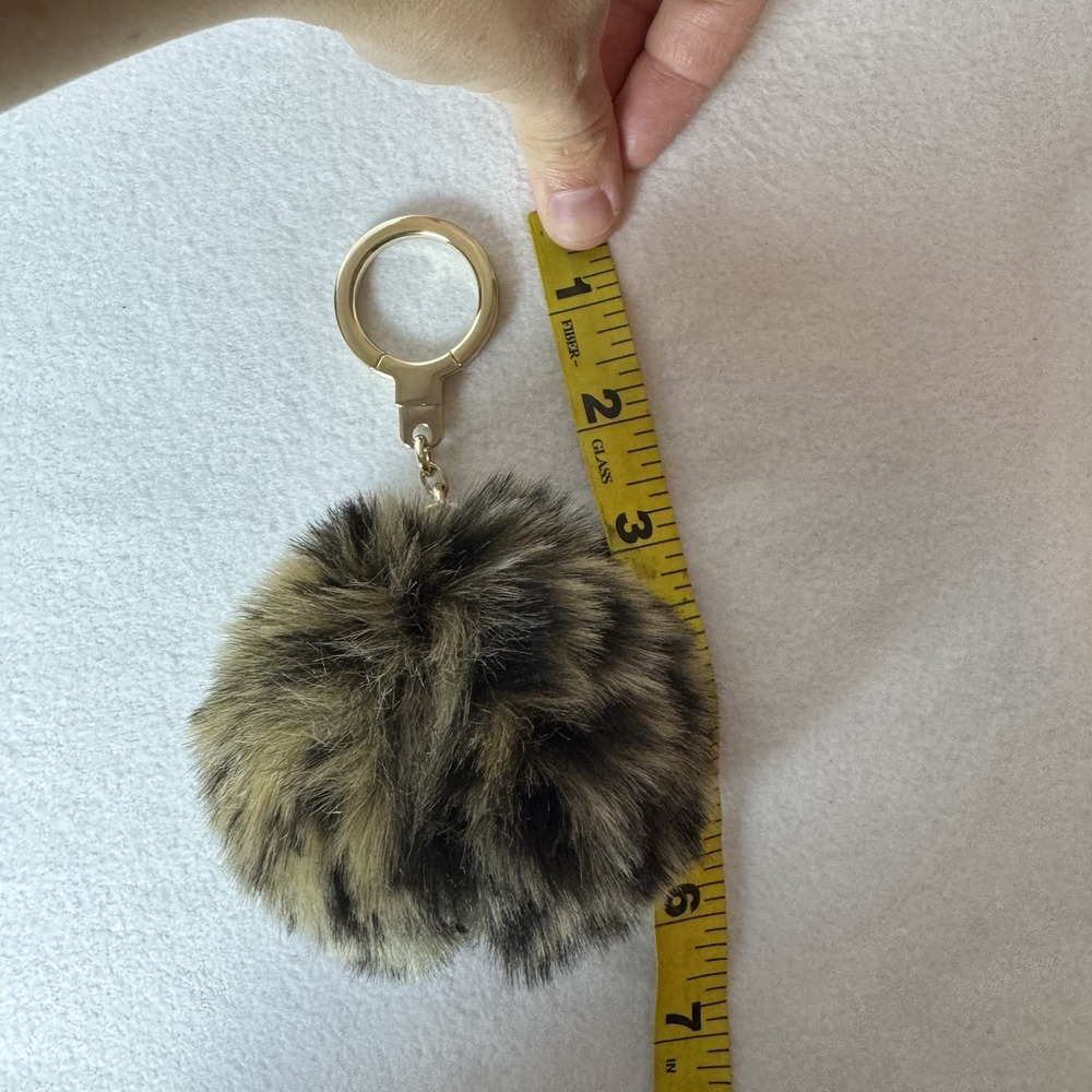 Kate Spade New York Cat Pouf Keychain Cheetah Bag Charm Soft Kitty Brown Black - Picture 9 of 11